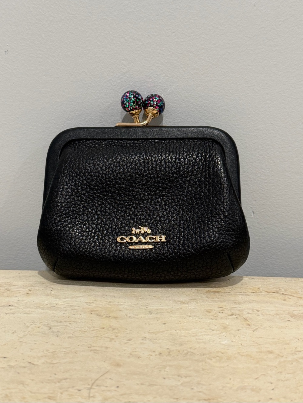 Coach Nora Blue/Multi-Color Glitter Kisslock Card Case — New Without Tags